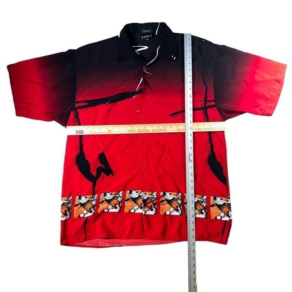 Koman Sport Vintage Y2K Anime Theme Button Down Red / Black Men's XL - Picture 4 of 9